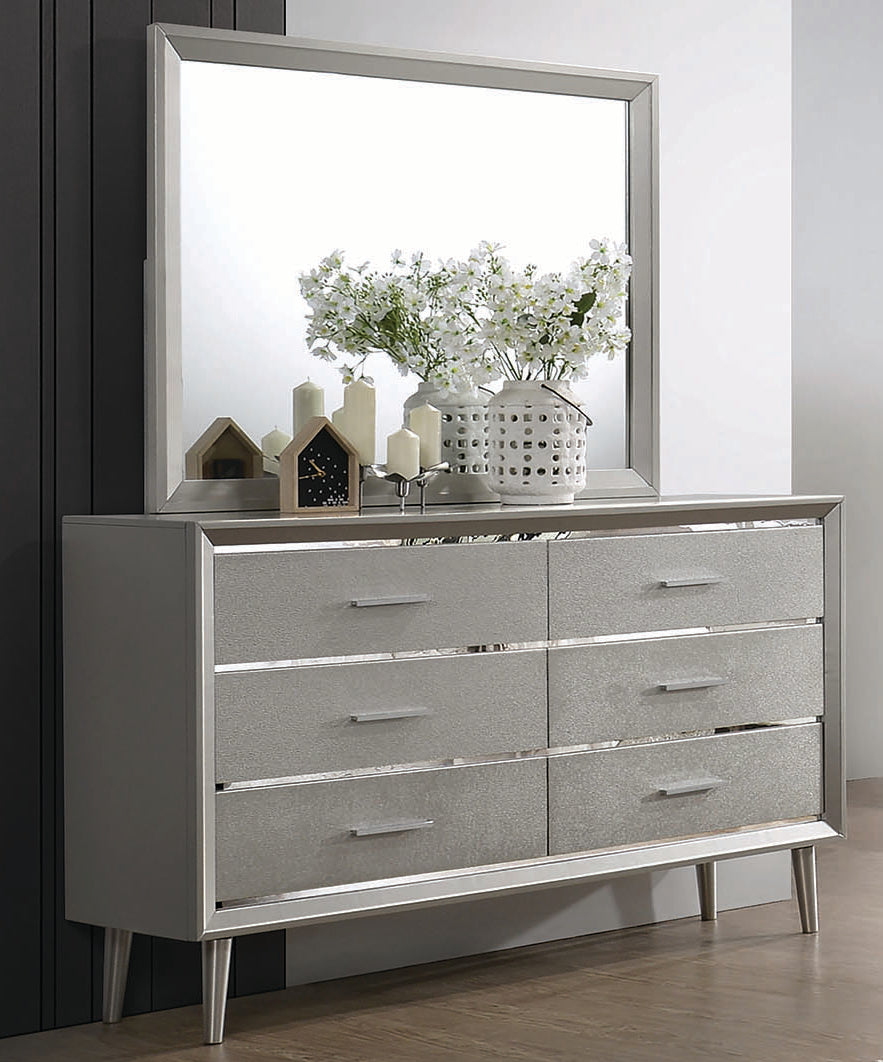 Commode 6 tiroirs Ramon en métal argenté