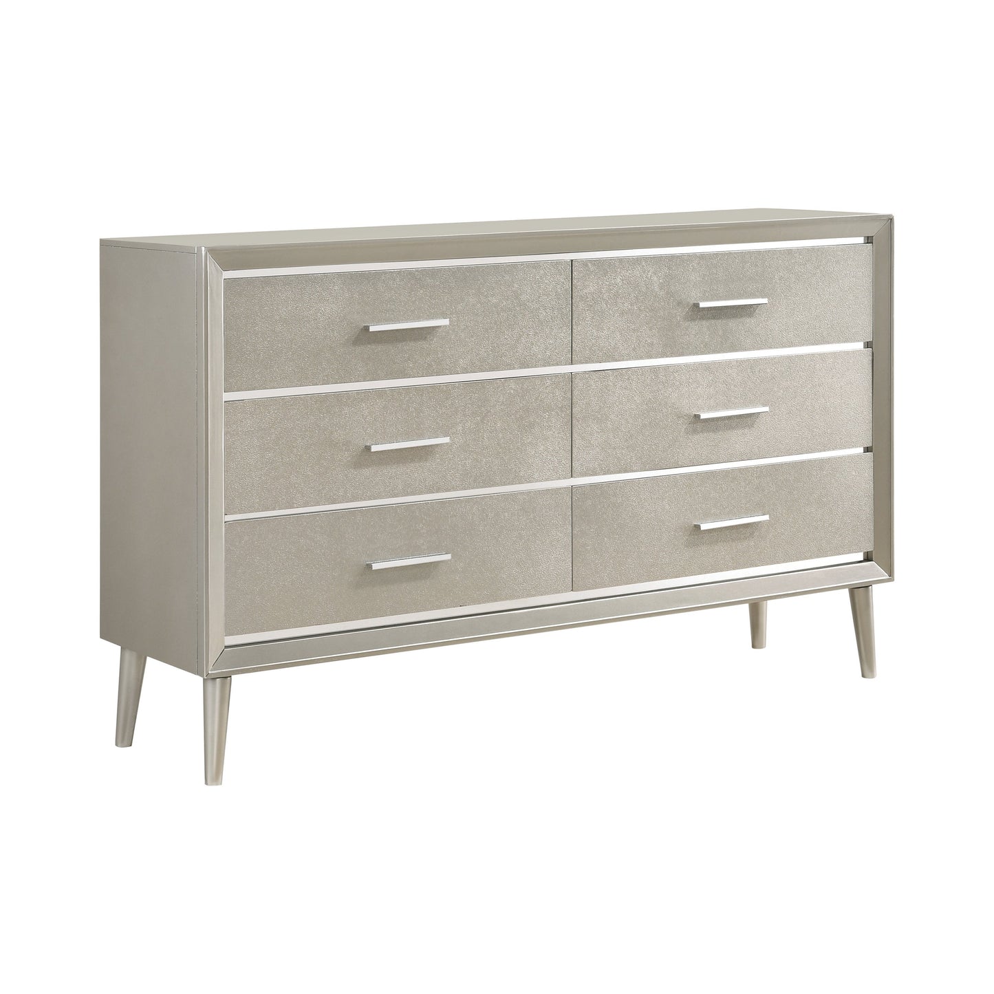 Commode 6 tiroirs Ramon en métal argenté