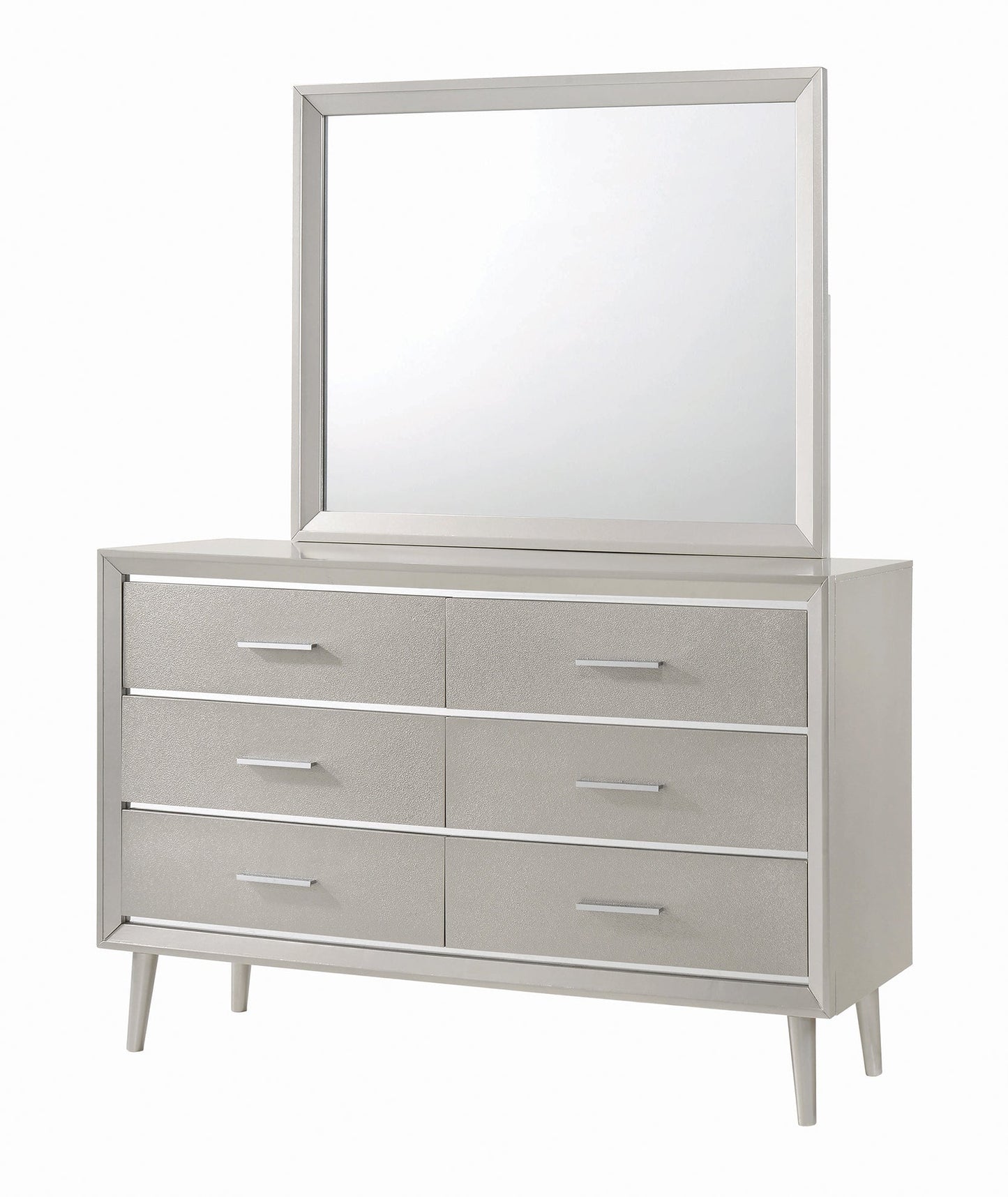 Commode 6 tiroirs Ramon en métal argenté