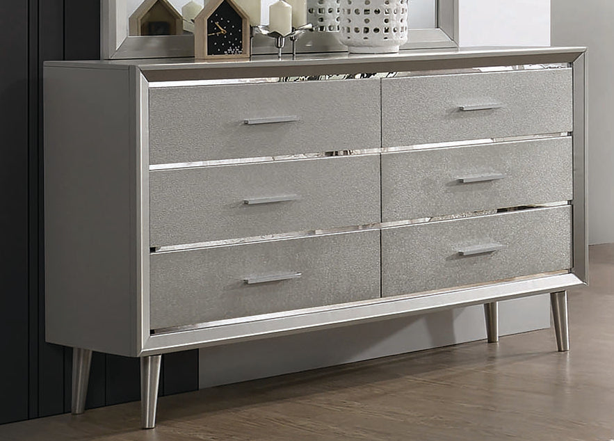 Commode 6 tiroirs Ramon en métal argenté