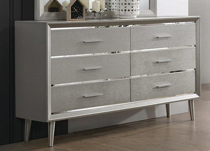 Commode 6 tiroirs Ramon en métal argenté