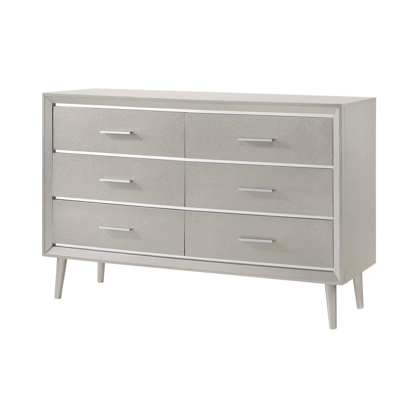 Commode 6 tiroirs Ramon en métal argenté