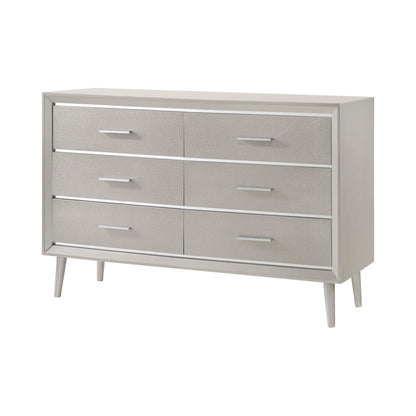 Commode 6 tiroirs Ramon en métal argenté