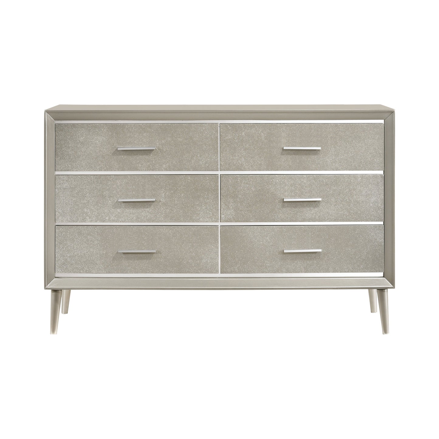 Commode 6 tiroirs Ramon en métal argenté