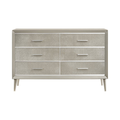Commode 6 tiroirs Ramon en métal argenté